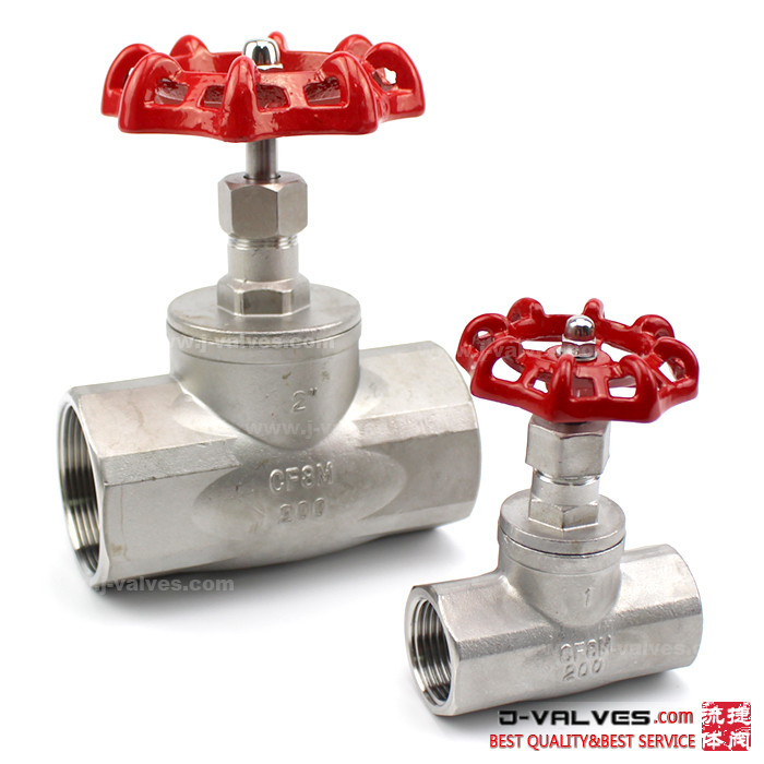 200 psi de acero inoxidable CF8/CF8M Válvula de globo de acero inoxidable de hilo