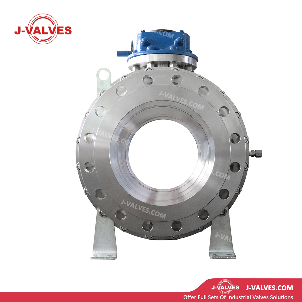 Válvulas J-fabricadas en China DN300 PN25 Forgado de acero inoxidable F304L/F316L Operación de engranaje de capó 3pc Válvula de bola montada en el extremo de brida de la brida del puerto