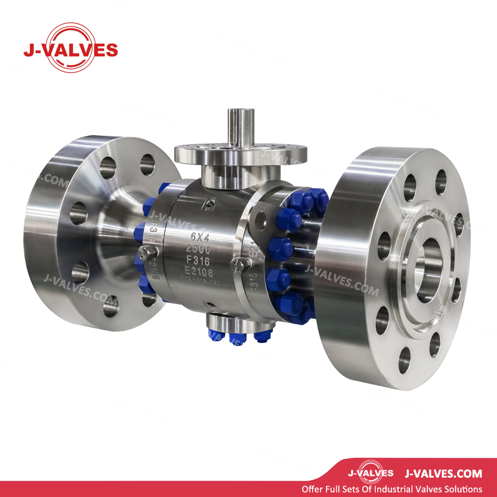 Válvulas J hechas en China 6 × 4 ′ ′ 2500LB F316/F304/LF2 RB Válvula de bola con brida montada con muescas