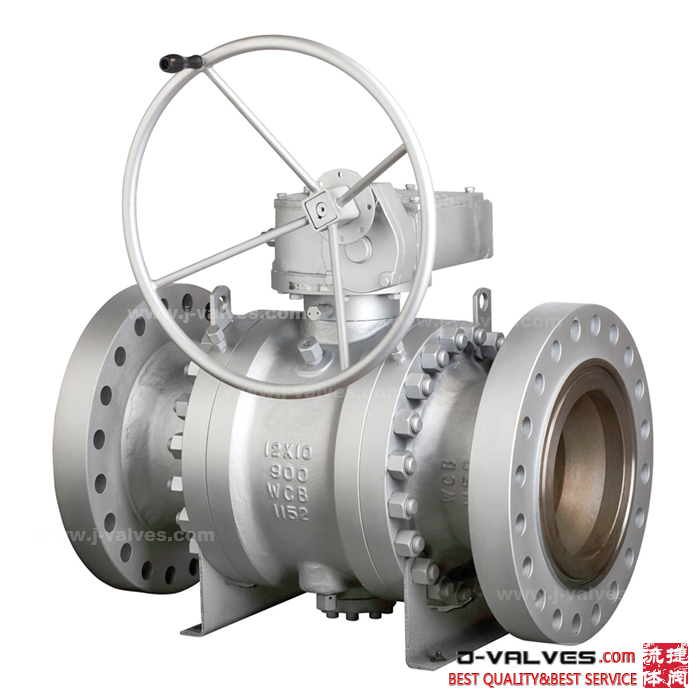 3pc 900 lb WCB Válvula de bola con brida de transmisión por orificio reducido con equipo