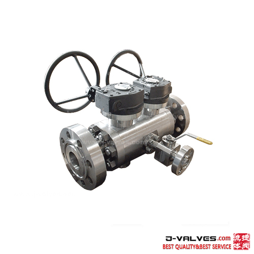 DBB Doble Bloque Doble descarga Acero inoxidable RTJ Eminas Válvula de bola de Trunnion con engranaje